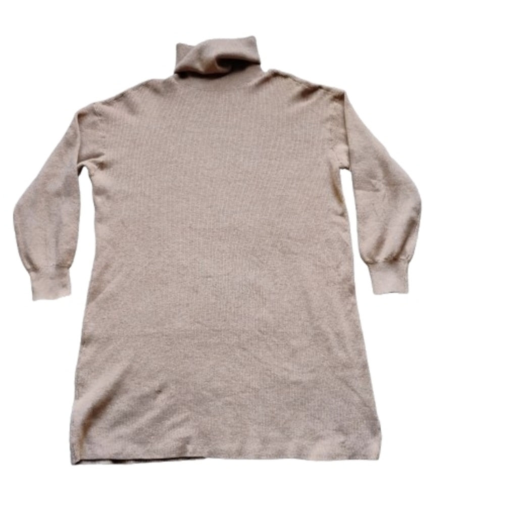 Camel Knit Turtleneck Sweater Dress XXL 20 New Minimalist Capsule Winter Layer
